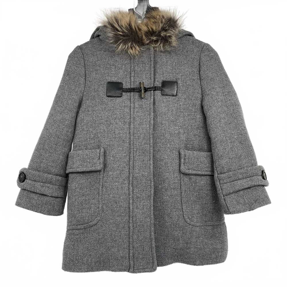 Zara Gray Faux Fur Lined Hood Wool Blend Coat | Girls Size 6